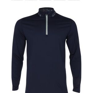 PUMA Men’s Liberty Navy Floral Zip Pullover Performance Sweater Top